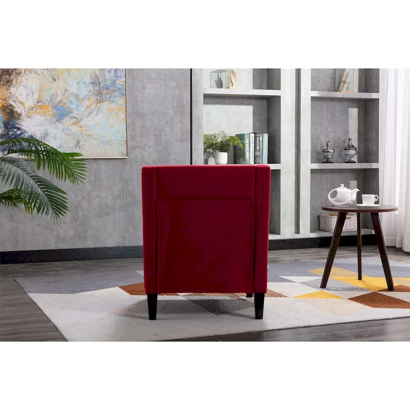 Linen Nailhead Accent Solid Wood Leg Living Room Armchair