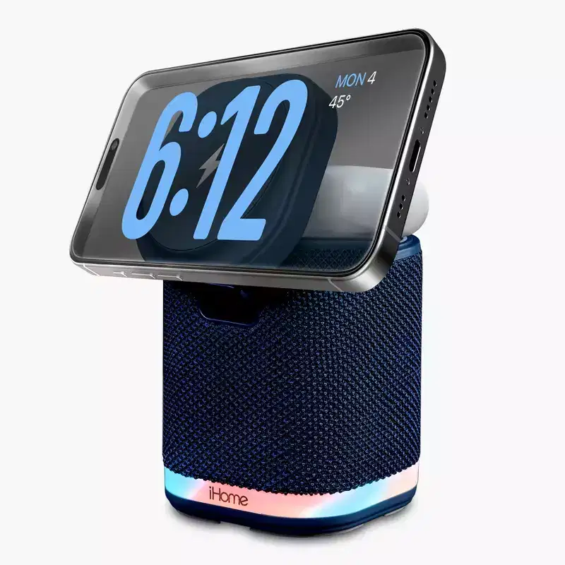 iHome Bluetooth Speaker with Wireless Charger and Night Light  Blue (iPBT50L)