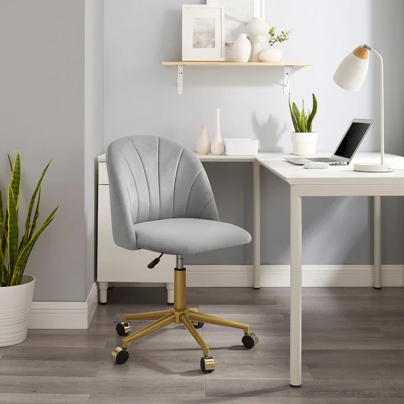 Velvet Curved Swivel Desk Chair