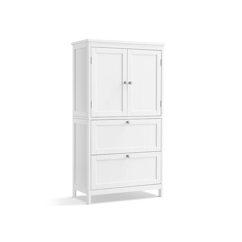Modern Tall Freestanding Bathroom Storage Cabinet with 2 Drawers and Adjustable Shelf - 11.8D x 23.6W x 43.3H