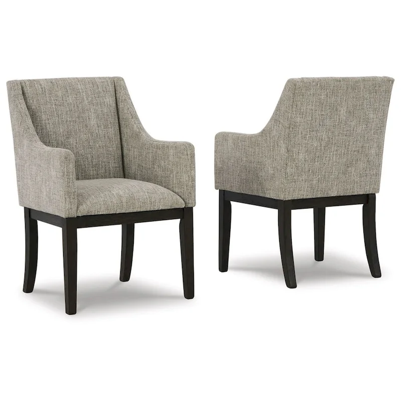 Sonn 24 Inch Dining Armchair, Set of 2, Padded Beige Upholstery, Brown Legs