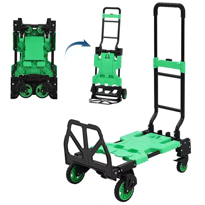 330LB Folding Hand Truck Heavy Duty Carrying, Combination of 4 Wheels & 2 Wheels Convertible Dolly Cart w/Retractable Handle Dolly for Moving