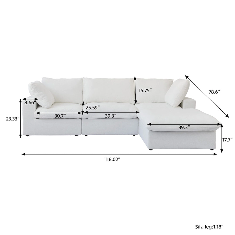 L Shape Modern Modular Convertible Sectional Sofa Couch