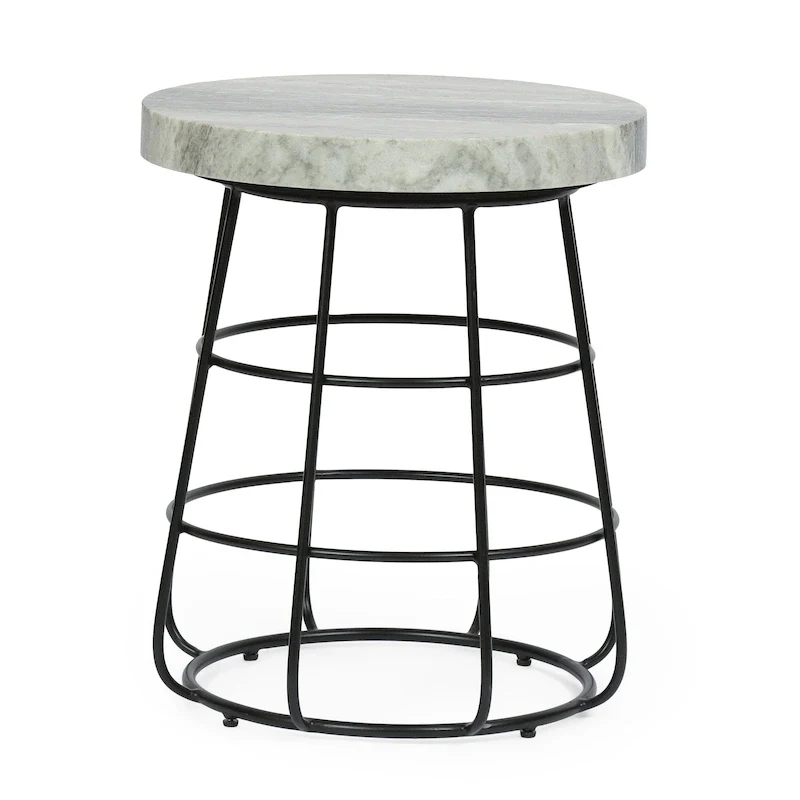 Modern Handcrafted Marble Side Table - 18.00 L x 18.00 W x 22.00 H