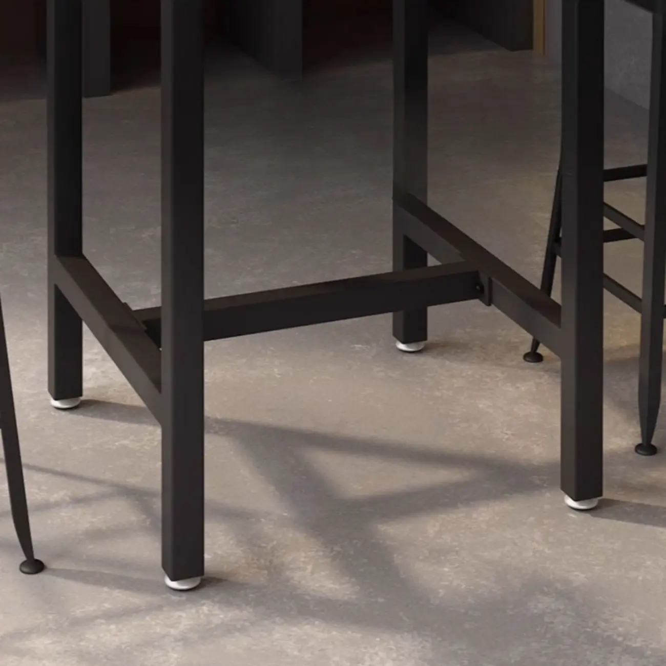 Square Wooden Top Iron Footrest Bistro Table