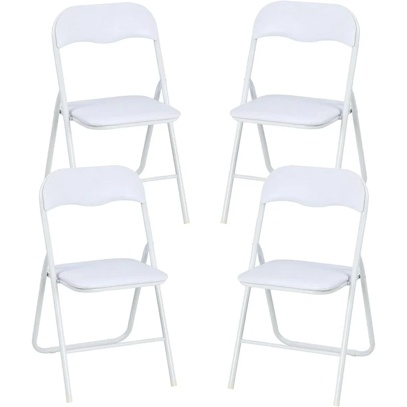 4 Folding Chairs with Cushion, with Non-Slip Feet Pads