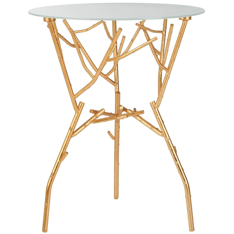 SAFAVIEH Treasures Lawanda Gold/ Blue-White Top Accent Table - 18  W x 18  L x 22.5  H - 18Wx18Dx23H