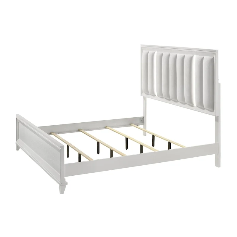 Denissa 6 Piece White Upholstered LED Panel Bedroom Set