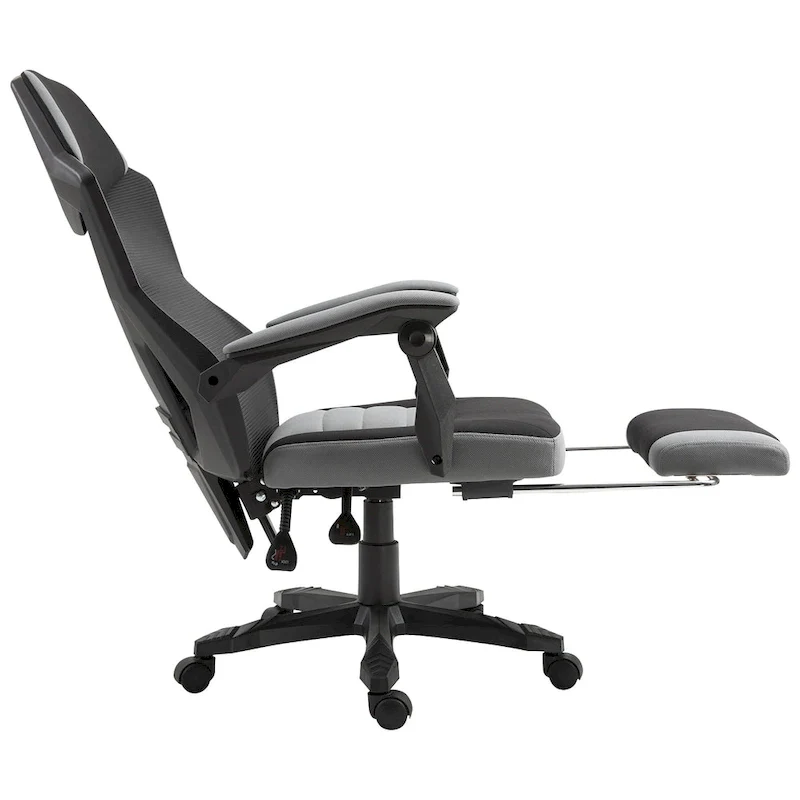 Home Office Chair Adjustable Height Recliner with Retractable Footrest, Mesh Back
