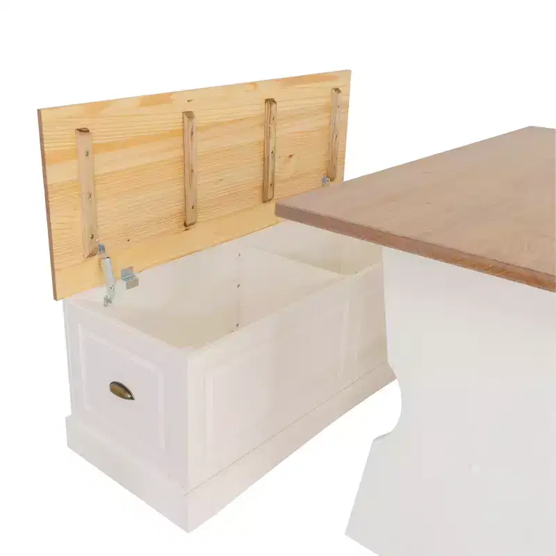 Linon Colby Backless Nook Dining Set White Honey
