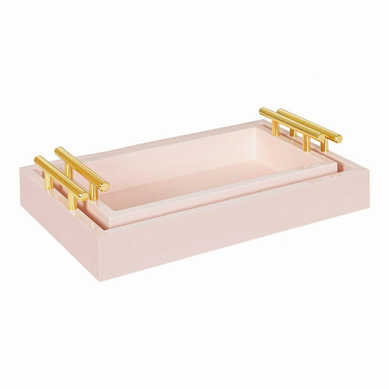 Kate and Laurel Lipton Rectangle Wood Tray Set - 2 Piece