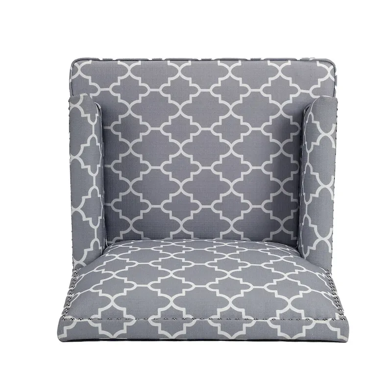 Fabric Upholstered Accent Chairs with Wood Legs