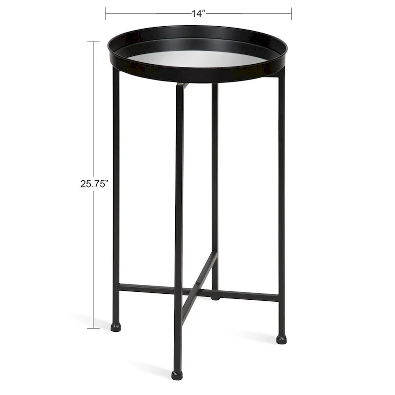 Celia Round Metal Tray/ Foldable Accent Table - 14x14x25.75