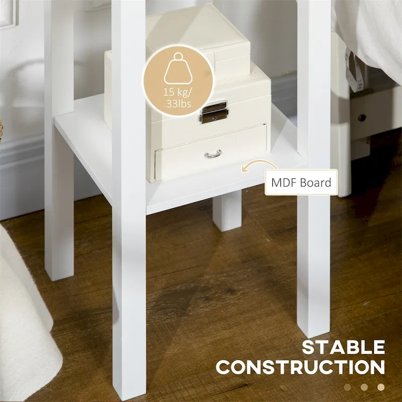 2-Tier Side Table with Drawer,Narrow End Table with Bottom Shelf