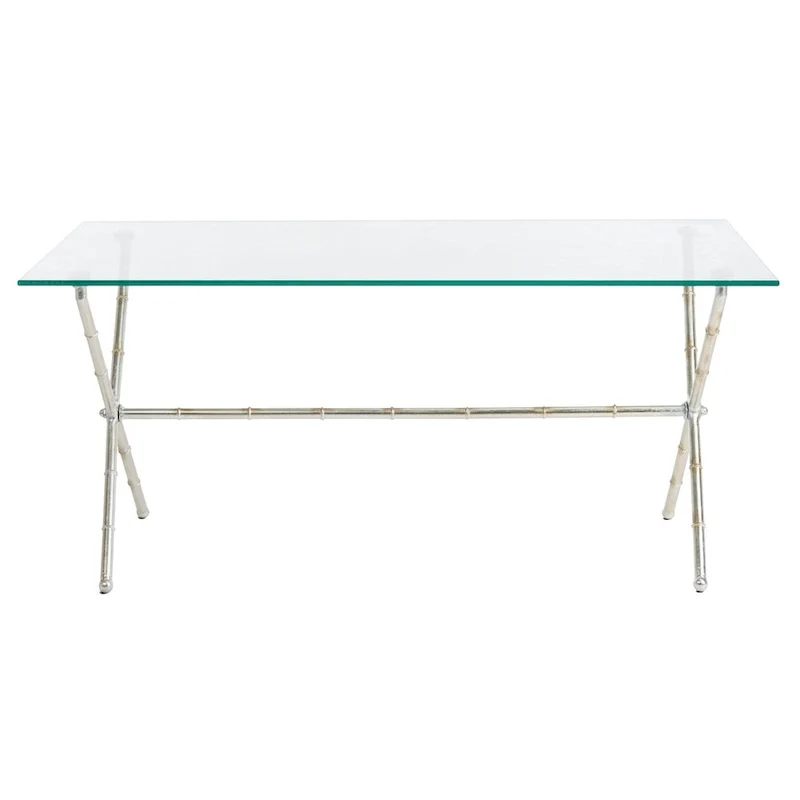 SAFAVIEH Treasures Jocelyn Bronze-Ish Silver/ Glass Top Accent Table - 37.4 x 19.7 x 17