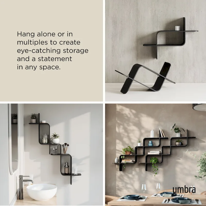 Geometric Bentwood Wall Shelf