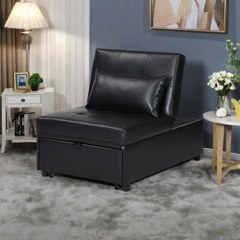 Black / Dark Gray / Beige / Grey / Blue-Green 5-in-1 Folding Sofa Bed Ottoman – 1 Person
