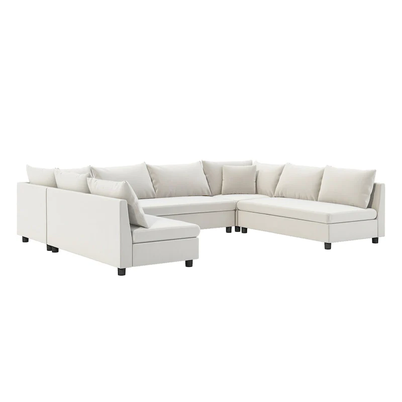 116  Chenille U-Shaped Modular Sectional Sofa, 8-Seater