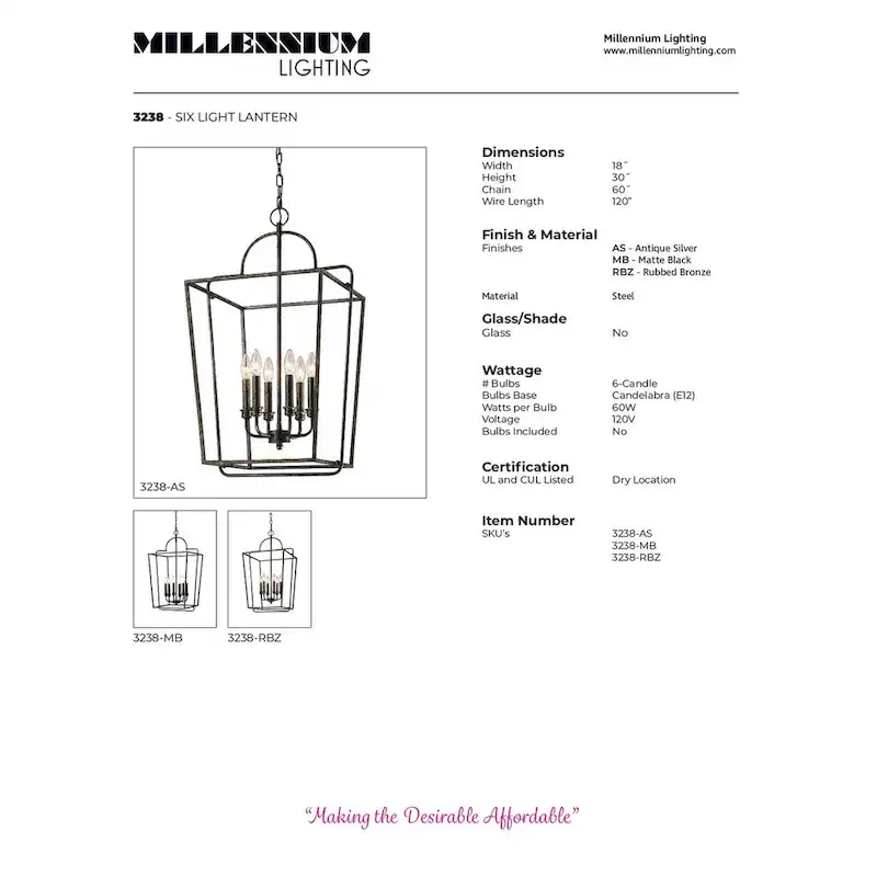 Metal 6 Light Pendant light