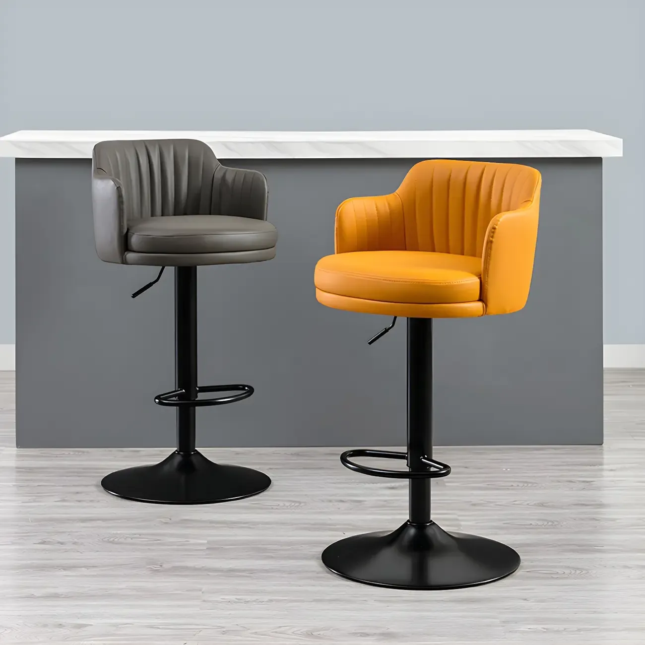 Modern Leather Armrests Swivel Adjustable Bar Stool