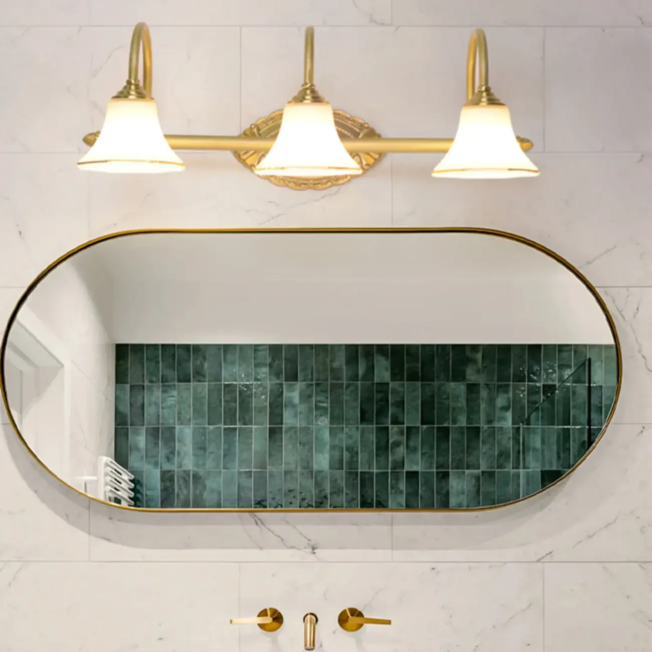 Modern Gold Classic Vanity Lights with Glass Shade for Bathroom