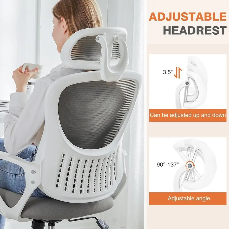 Ergonomic Office Chair, High Back Desk Chair with Headrest, Home Office Swivel Mesh Computer Chair Office Chairs