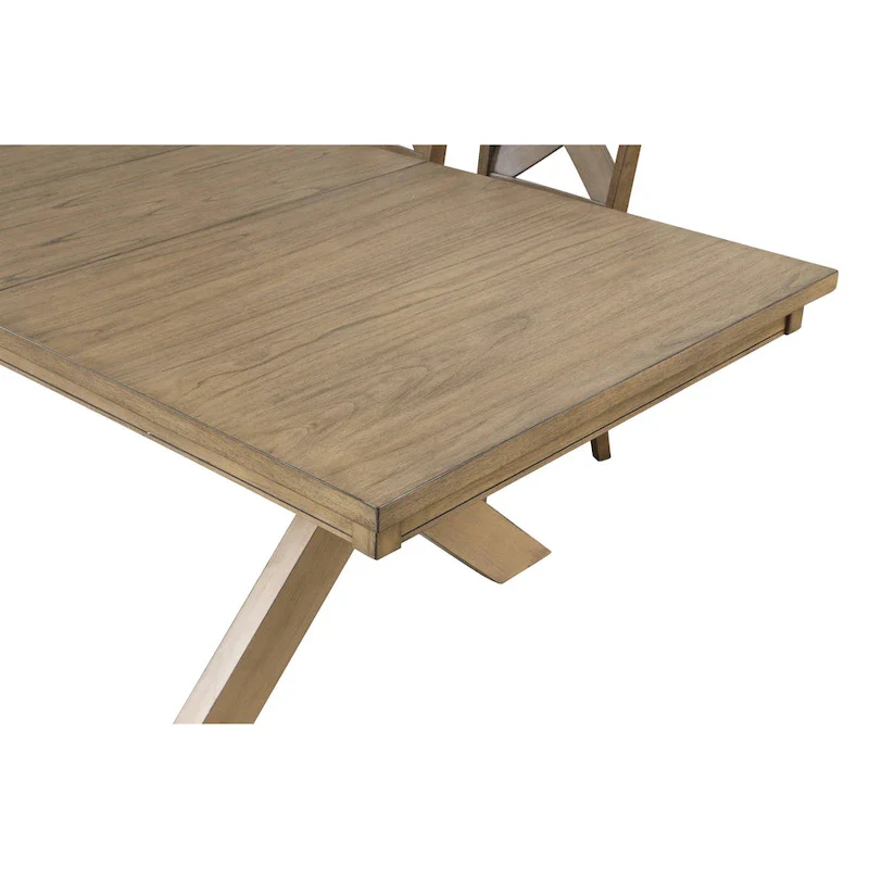 Roundhill Furniture Raven Wood Trestle Extendable Dining Table with Leaf, Glazed Pine Brown