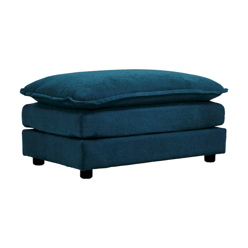 4 - Piece Upholstered Sectional Sofa with Ottoman Blue
