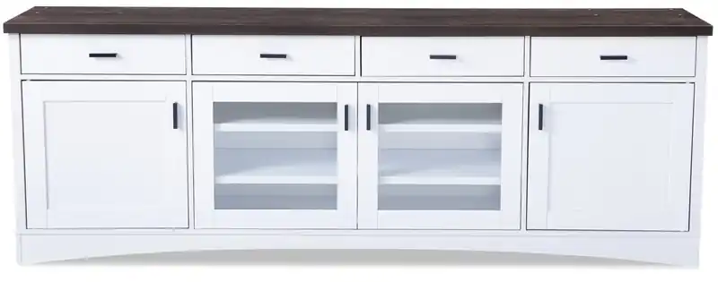 Emry 84 TV Stand with Storage and Cable Management for TVs up to 90- White
