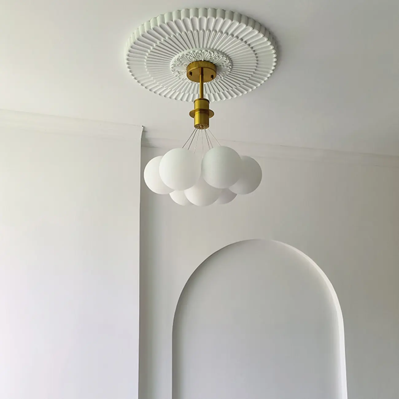 White Matte Glass Shade Multi Globe Light Chandelier