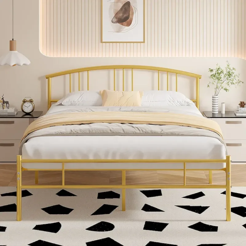 14 Inch Bed Frames Metal Platform Bed with Spindle Headboard Footboard/Mattress Foundation/No Box Spring Needed