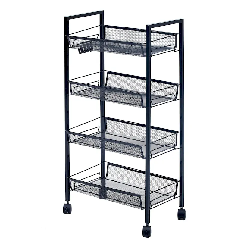 4-Tier Mesh Storage Utility Cart with Rust-Resistant Frame - 17.4x10.24x33.27 in