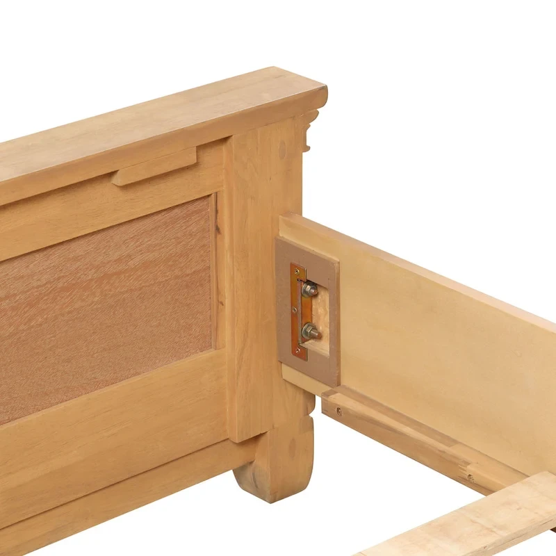 Furniture of America Wellington Farmhouse Natural Oak Solid Wood Panel Bed