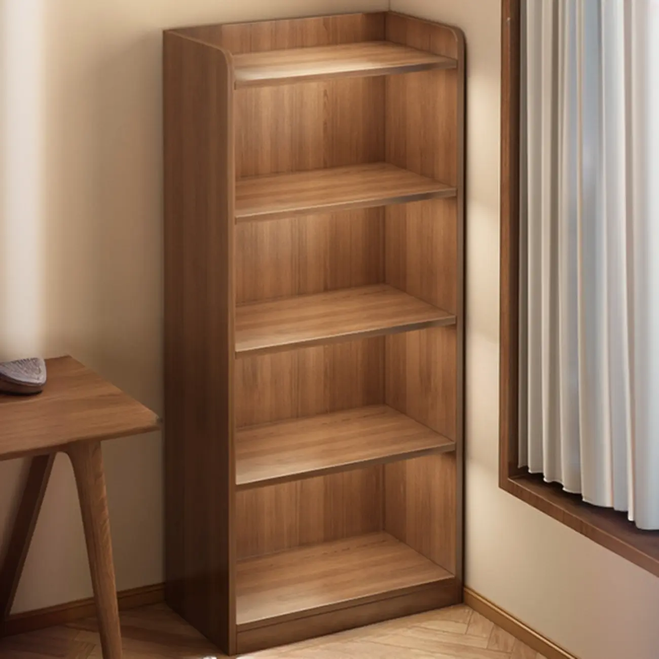 Brown Vertical Multi Tier Closed Back Wood Bookshelves