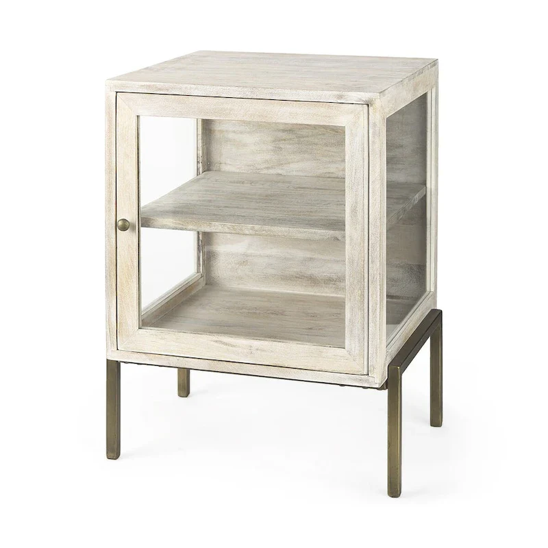 White Wood Top Shadowbox Display Cabinet – 1 Shelf, Single User