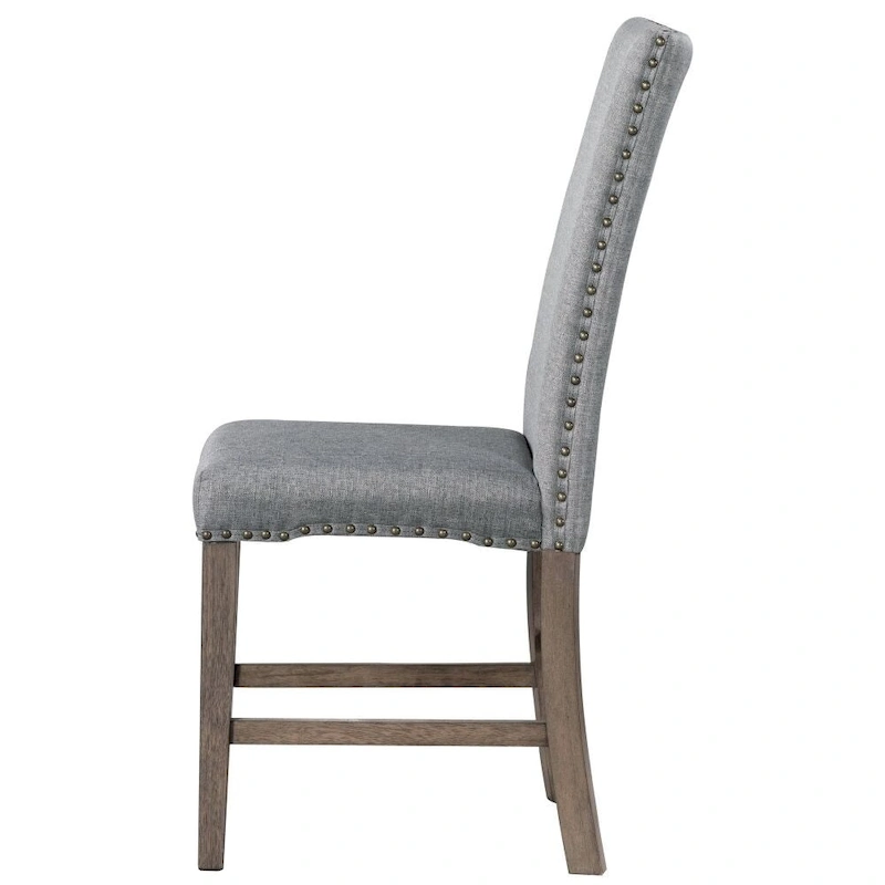 7-Piece Dining Table Set Extendable Kitchen Table Set with Upholstered Chairs,Grey