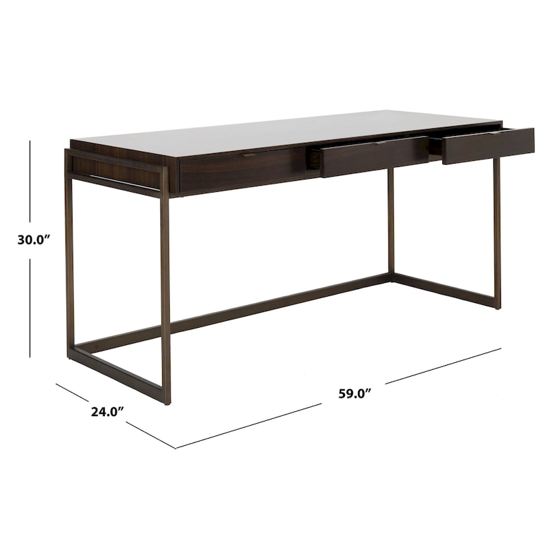 SAFAVIEH Couture Radunka 3-Drawer Smoked Eucalyptus Writing Desk