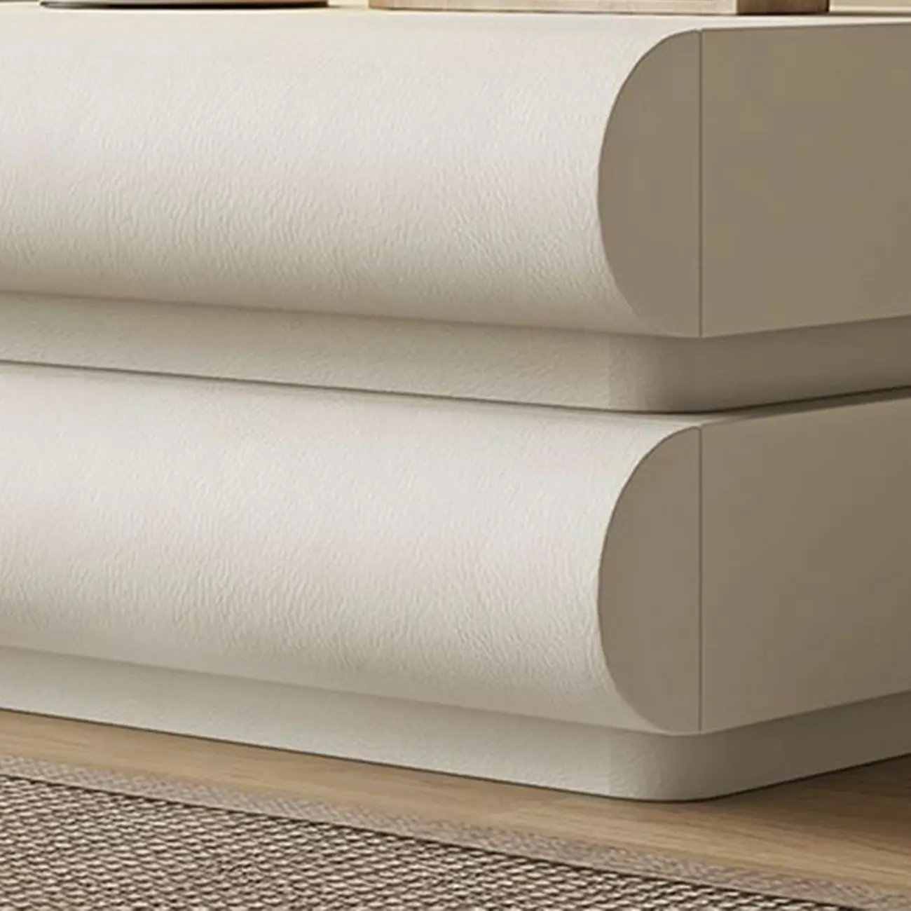 Modern White Pine Wood Leather 2-Drawer Nightstand