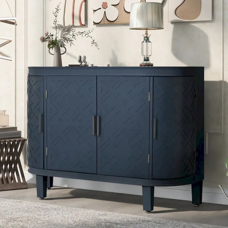 Accent Storage Cabinet Sideboard Wooden Cabinet with Antique Pattern Doors for Hallway, Entryway, Living Room, Bedroom
