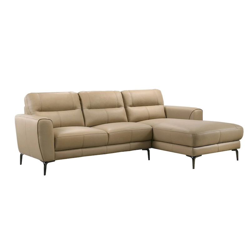 2 Piece Faux Leather Sectional Set with Metal Legs