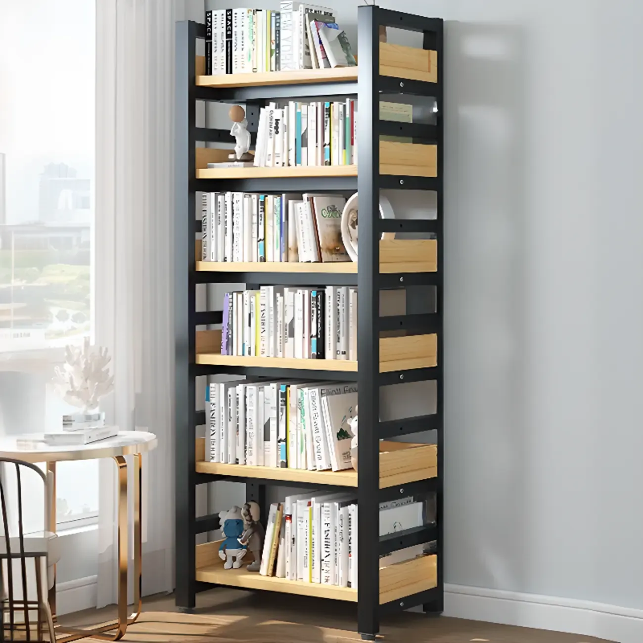 Modish Multi-Layer Open Back Wooden Tall Bookshelves