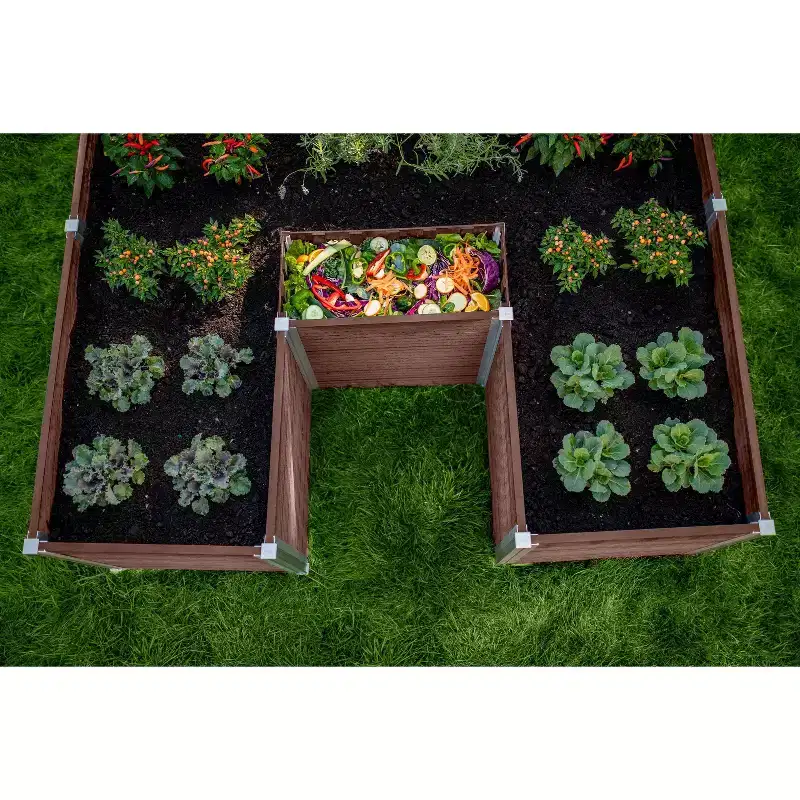 Vita 72"x72" Vinyl Urbana Keyhole Raised Garden Bed Espresso: UV & Weather-Resistant