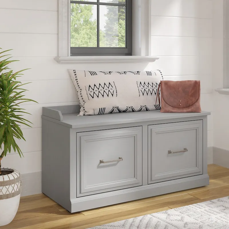Woodland 40W Shoe Storage Bench with Doors by Bush Furniture