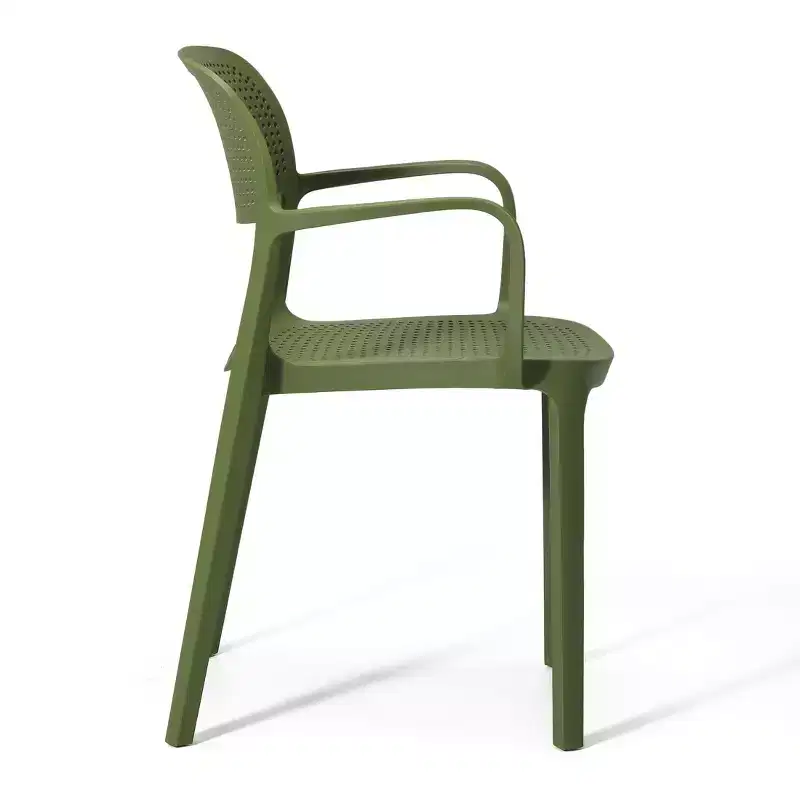 WestinTrends Playa 3-Piece Round Metal Bistro Dining Table Set And Stackable Resin Patio Dining Arm Chairs