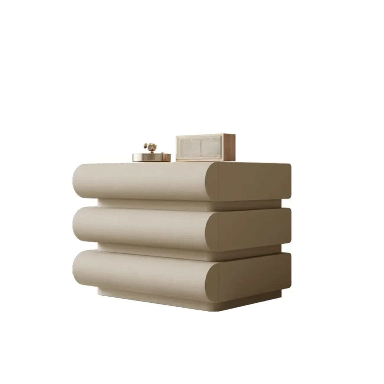 Modern Bedside Table with 3 Drawers in Off-White