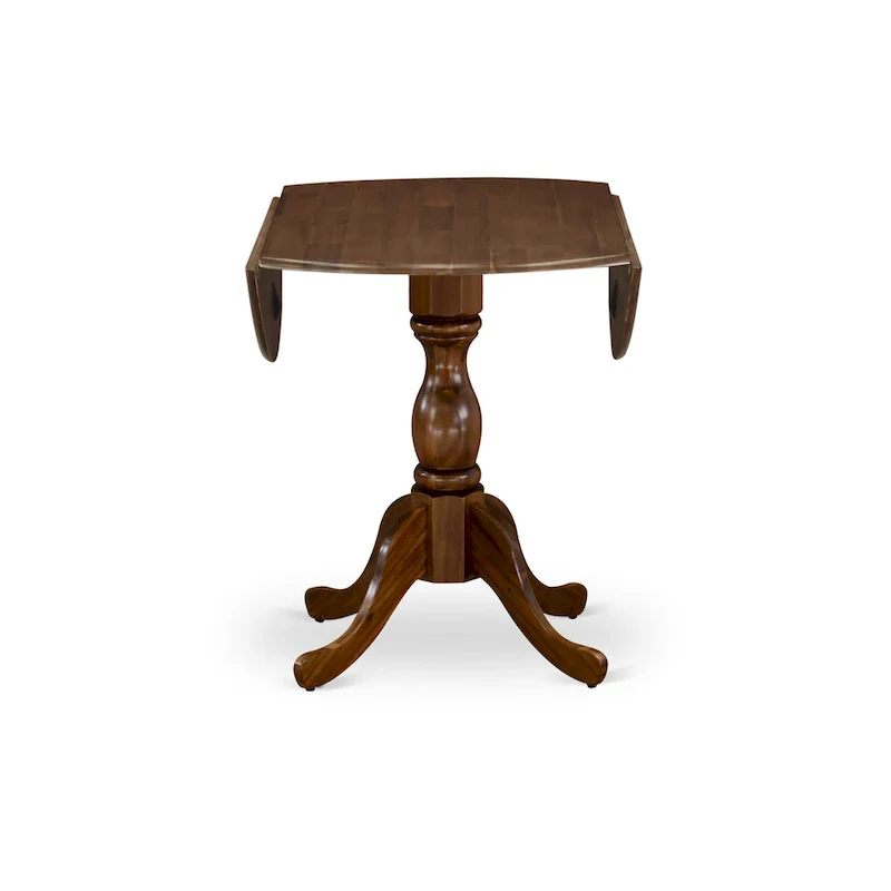 East West Furniture Dublin Modern Kitchen Table - a Round Dining Table Top with Dropleaf & Pedestal Base, (Finish Option)