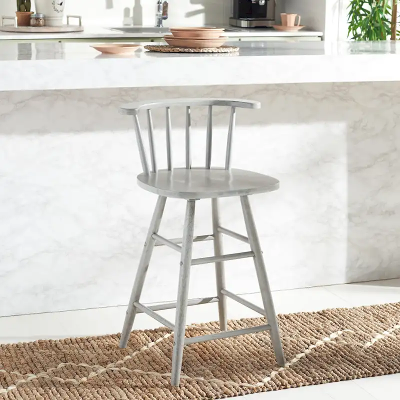 Farmhouse Counter Stool 25-Inch – Rustic-Chic Captain’s Chair Style – Jet Finish