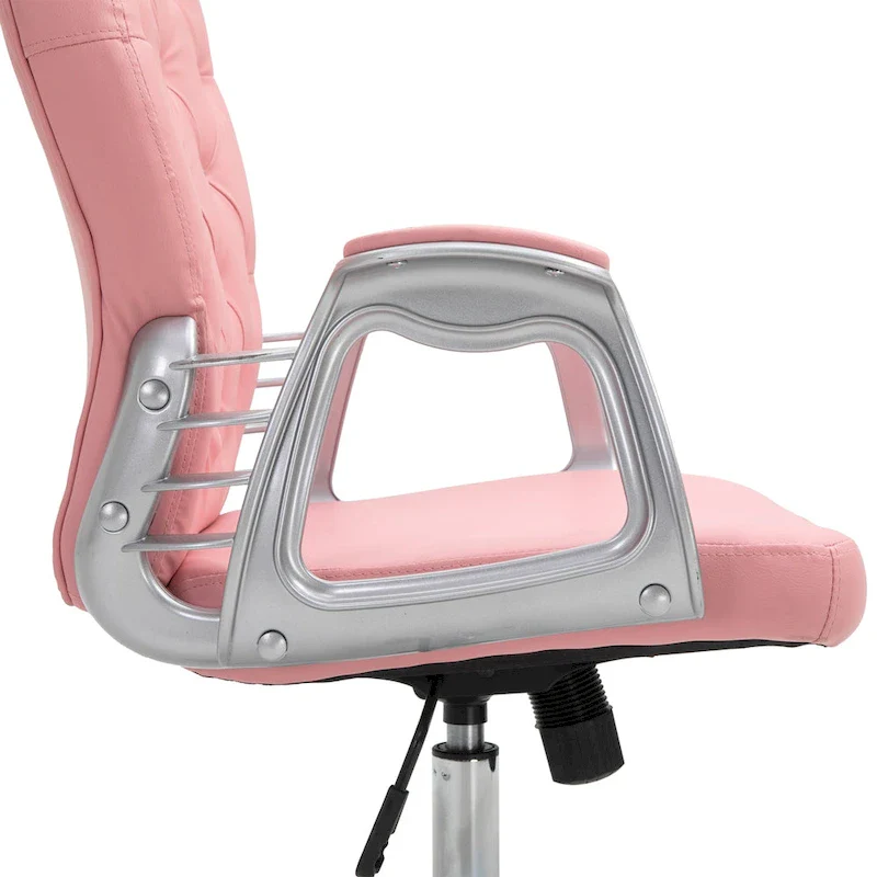 Faux Leather Office Chair with Tufted Backrest and Swivel Wheels