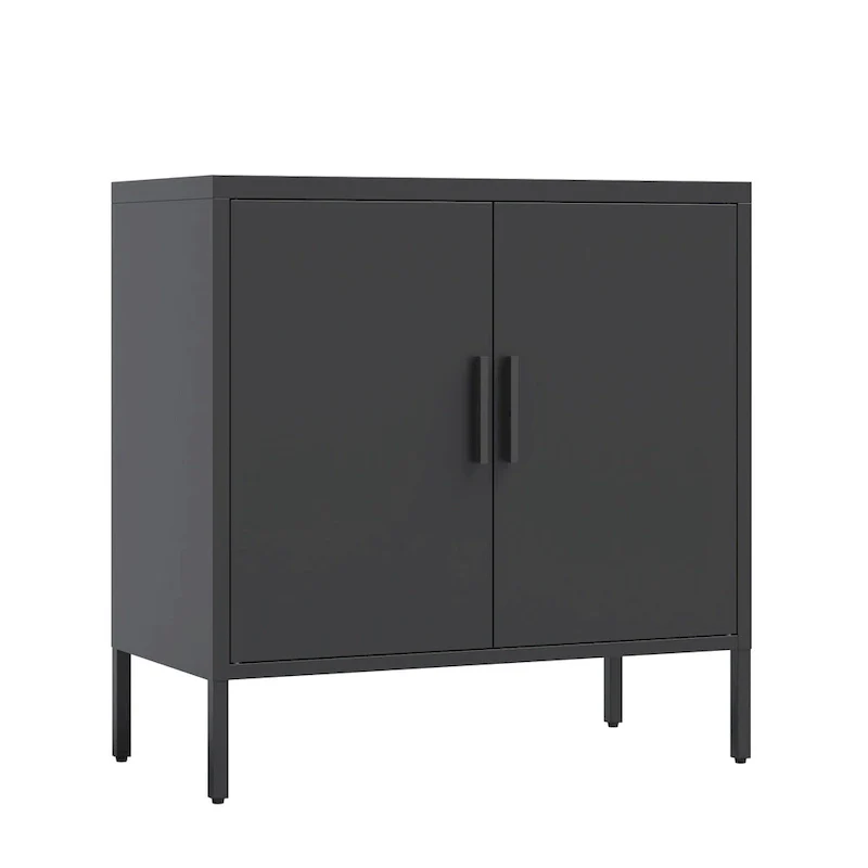Black Double-Door Steel Lockable Storage Cabinet