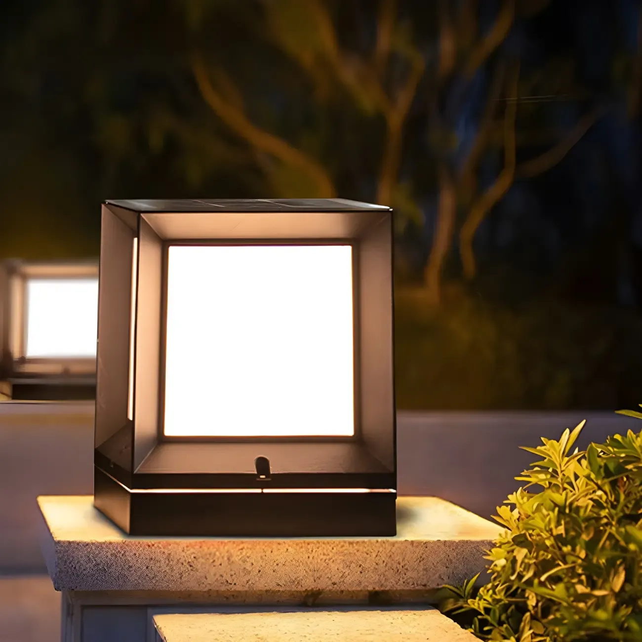 Waterproof Metal Black Square Solar Outdoor Post Lights